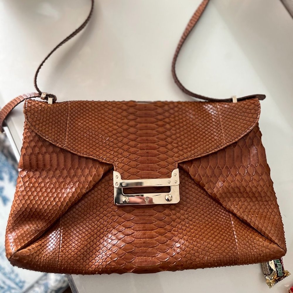 VBH Prive First Edition Python Handbag in Caramel